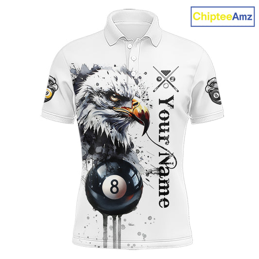 Personalized Watercolor Eagle Billiard Shirt For Men Custom 8 Ball 9 Ball Pool Jersey Team Shirt TDM7297