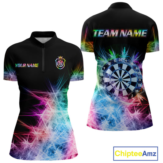 Icy Colorful Light Womens Darts Polo & Quarter Zip Shirts Custom Dart Shirts For Team Darts Jerseys TDM5255