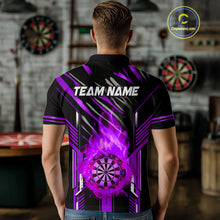 Load image into Gallery viewer, 3D Darts Board Fire Flame Custom Dart Shirts For Men, Dart League Jerseys Team Uniform |Purple TDM5052