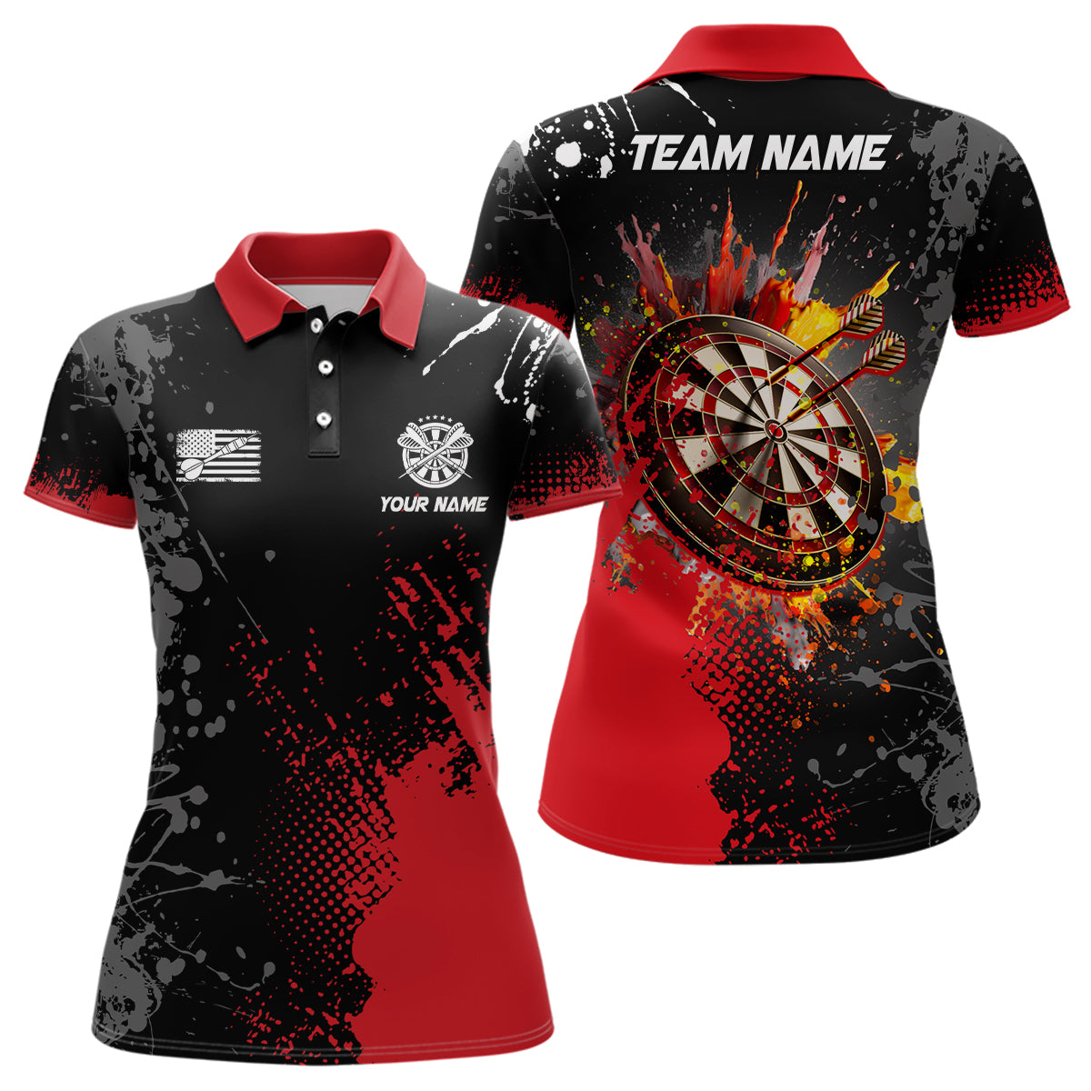 Personalized Paint Red 3D Dartboard Women Darts Polo Shirts Custom Dart Jerseys Attire For Team TDM1498