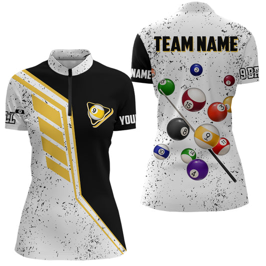 Billiard Balls 9 Ball Pool Grunge Style Custom Billiard Shirts For Women, 9 Ball Billiards Jerseys TDM2090