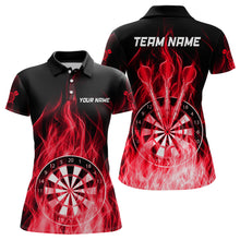 Load image into Gallery viewer, Fire Flame Dartboard 3D Darts Polo & Quarter Zip Custom Dart Shirts For Women Dart Jerseys |Red TDM3298