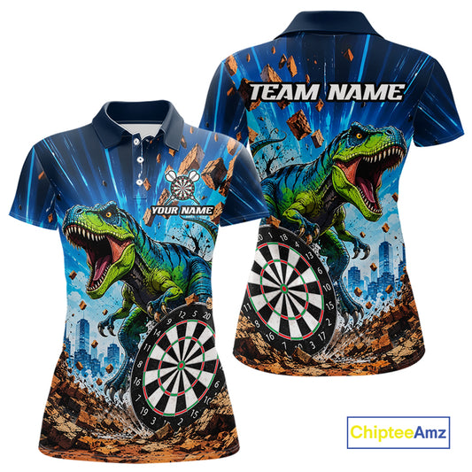Custom Dinosaur Funny Darts Polo Shirt Designed for Personalized Darts Team Jerseys with Eye Catching Artwork, Premium Athletic Performance, and League Ready Style