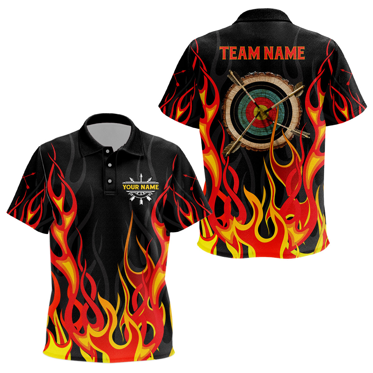 Personalized Flaming Archery Target 3D Printed Kid Polo Shirts Best Archery Gifts Idea For Archer TDM0448