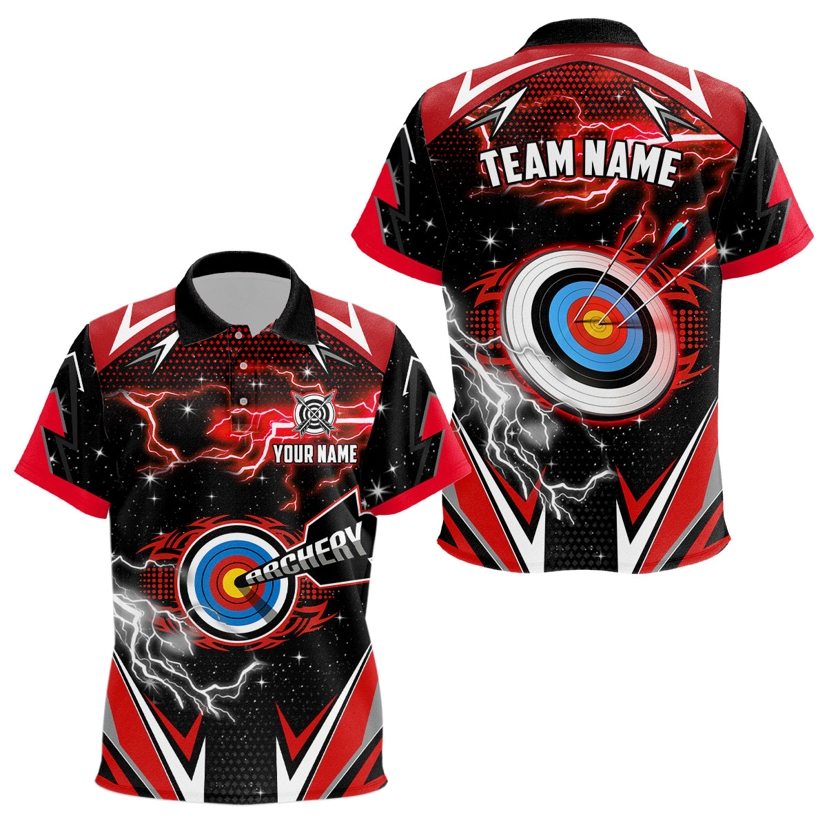 Archery 3d Target Red Jersey For Kid Custom Name Archery Polo Shirts Team League Archery Shirts TDM1024