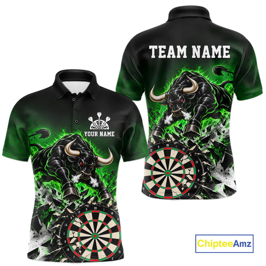 Green Funny Crack Dartboard Bull Darts Shirt For Men Custom Darts League Team Jersey Polo, 1/4 Zip TDM7859