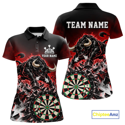 Red Funny Crack Dartboard Bull Darts Shirt For Women Custom Darts League Team Jersey Polo, 1/4 Zip TDM7860