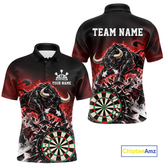 Red Funny Crack Dartboard Bull Darts Shirt For Men Custom Darts League Team Jersey Polo, 1/4 Zip TDM7860