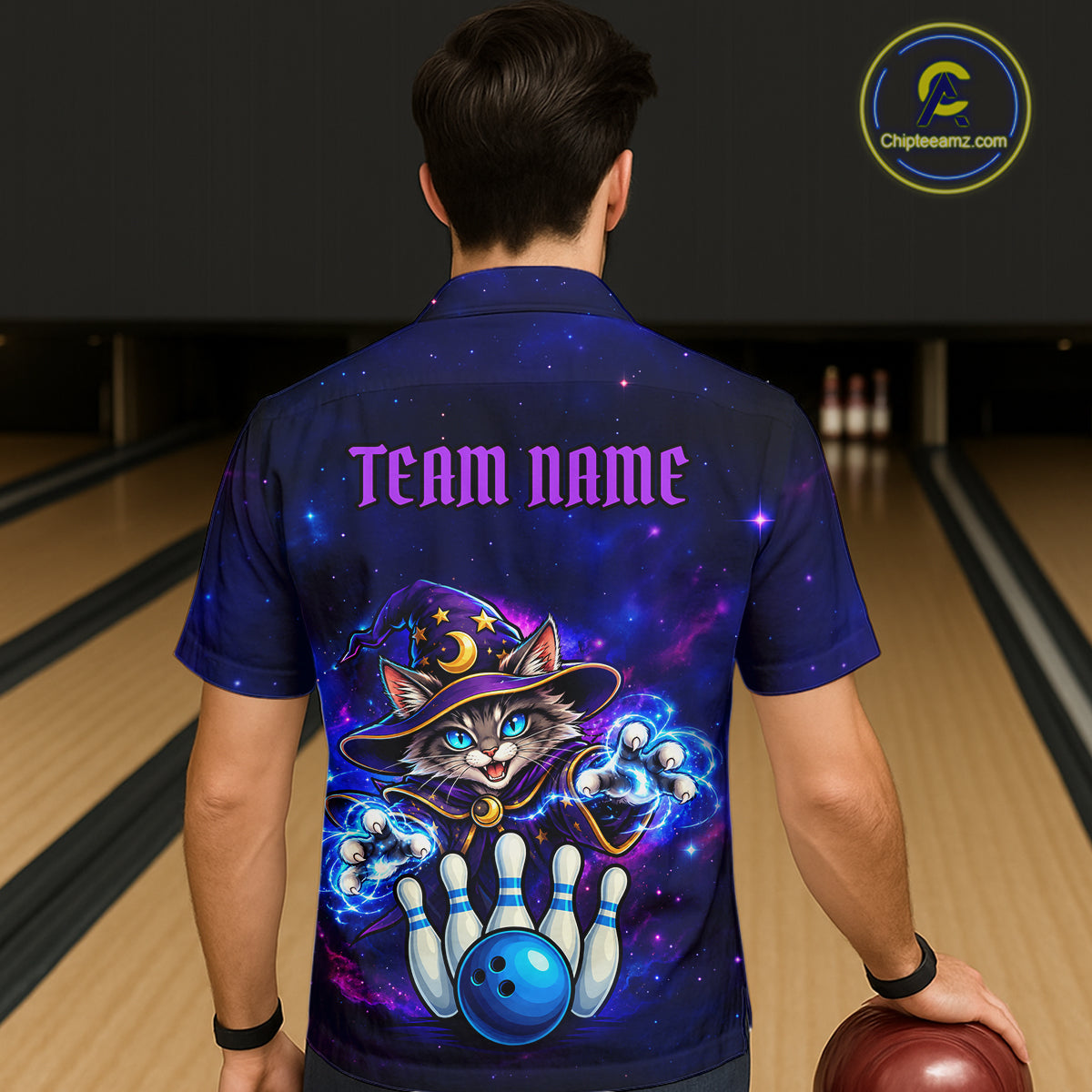 Funny Cat Wizard Galaxy Bowling Hawaiian Shirts For Men And Women Custom Bowling Team Outfit TDM8065