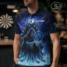 Load image into Gallery viewer, Personalized Blue Grim Reaper Darts Jersey For Men Custom Skull Dart Team Polo & Quarter Zip Shirt TDM5058