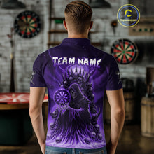 Load image into Gallery viewer, Personalized Purple Grim Reaper Darts Jersey For Men Custom Skull Darts Team Polo & Quarter Zip  TDM5059