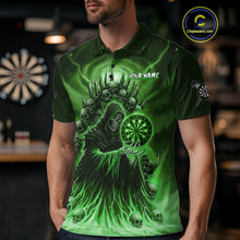 Load image into Gallery viewer, Personalized Green Grim Reaper Darts Jersey For Men Custom Skull Darts Team Polo & Quarter Zip  TDM5060
