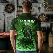 Load image into Gallery viewer, Personalized Green Grim Reaper Darts Jersey For Men Custom Skull Darts Team Polo & Quarter Zip  TDM5060