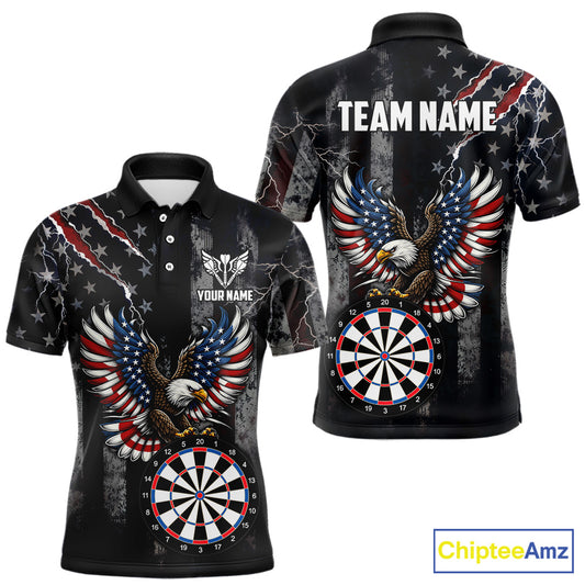Vintage American Flag Eagle Patriotic Darts Shirt For Men Custom Darts League Team Jersey TDM7789