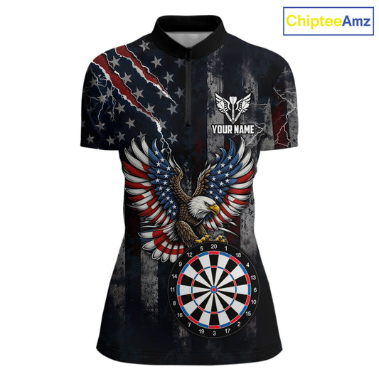 Vintage American Flag Eagle Patriotic Darts Shirt For Women Custom Darts League Team Jersey TDM7789
