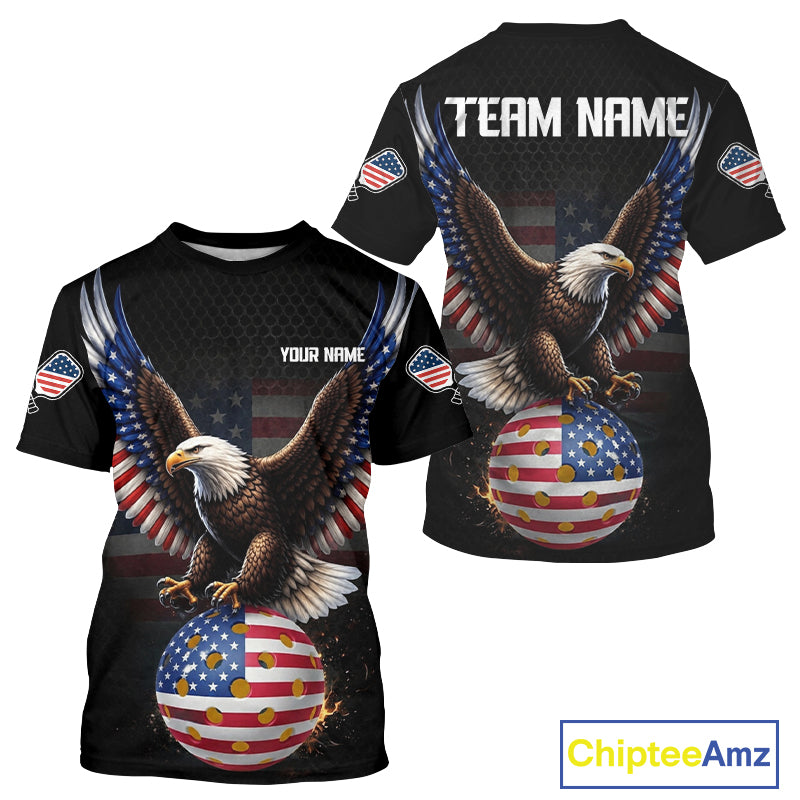 USA Flag 250th Anniversary Eagle Pickleball Shirt For Men Patriotic Pickleball Apparel