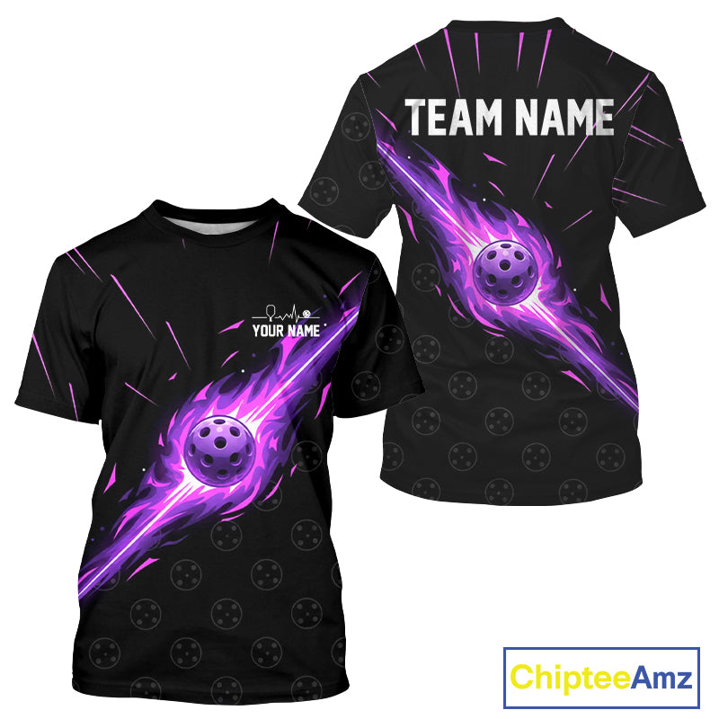 Custom Lightning Purple Pickleball Ball T-Shirt Men's Pickleball Tournament Shirt NYN1881