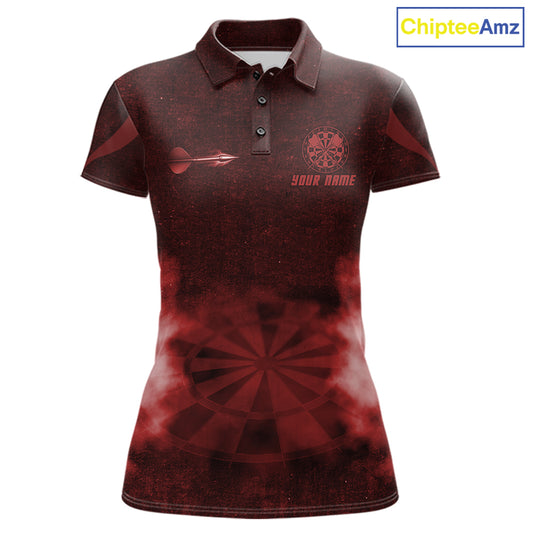 Red Smokes Darts Polo & Quarter-Zip Shirts For Women Custom Dart Team Tournament Jersey NYN4370