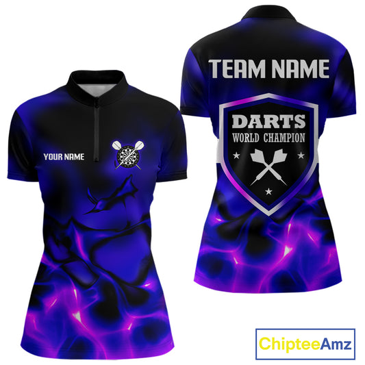 Darts World Champion Custom Blue-Purple Dart Shirt For Women, Dart Team Jerseys NYN0111