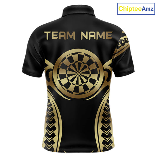 Custom Black & Light Gold Dartboard & Arrow Darts Polo & 1/4-Zip Shirts For Men Dart Team Jerseys NYN2819