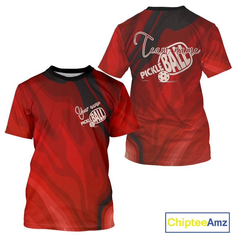 Custom Black And Red Pickleball T-Shirt For Men, Outfit Pickleball Tournament Gifts NYN0990