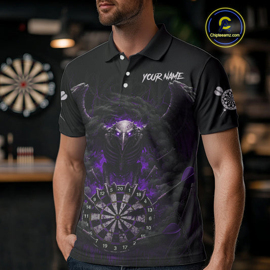 Black Smokes Eagle Chain Purple Grunge Dartboard Custom Men Darts Polo Shirt Dart Jerseys NYN1908