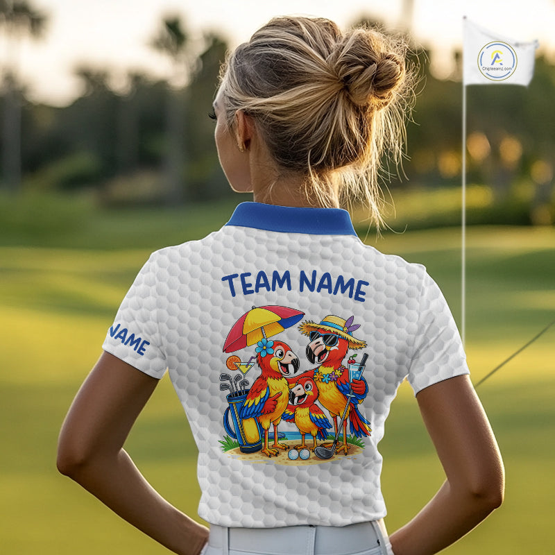 Custom Funny Family Parrots Golf Polo Shirts For Women Colorful Golf Clubs Golf Clothing Shirts NYN3056