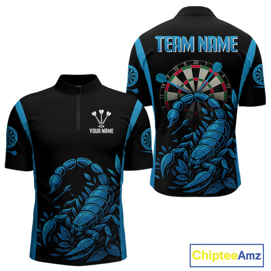 Men's Custom Darts Jersey With Cobalt Scorpion Darts Strike For Darts Team Shirts NYN0274