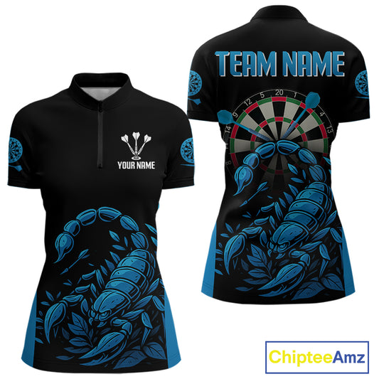 Women's Custom Darts Jersey With Cobalt Scorpion Darts Strike For Darts Team Shirts NYN0274