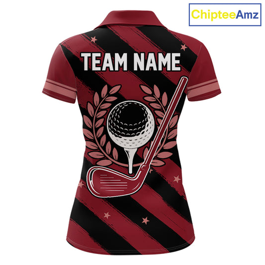 Personalized Golf Shirt For Women Custom Name Golf Polo Shirt Maroon Argyle Golf Tournament Outfits NYN4447
