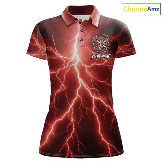 Red Thunder Dart Polo 1/4-Zip Shirt For Women Custom Cobra Snake Darts Jersey Darts Team Uniform NYN4840