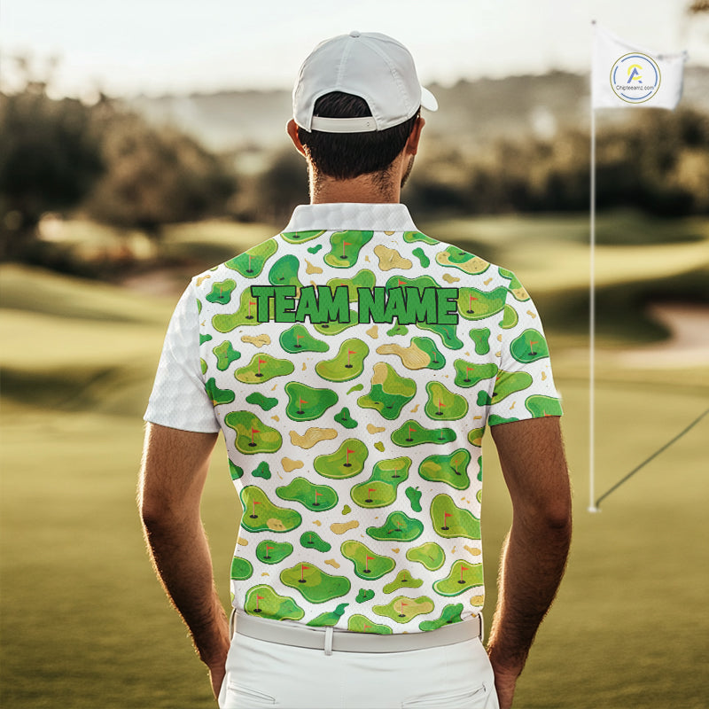 Personalized Mens Golf Polo Shirts Green Golf Courses Custom Name Golf Team Shirt, Golf Gifts NYN2880