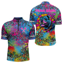 Load image into Gallery viewer, Custom Colorful Bulldog Funny Dart Shirts Polo & 1/4 Zip For Men, Dart Jerseys NYN0007
