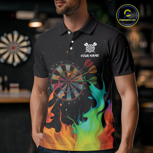 Custom Splatter Dartboard 3D Funny Dart Polo Shirt For Men Colorful Dart Team Jerseys NYN1526