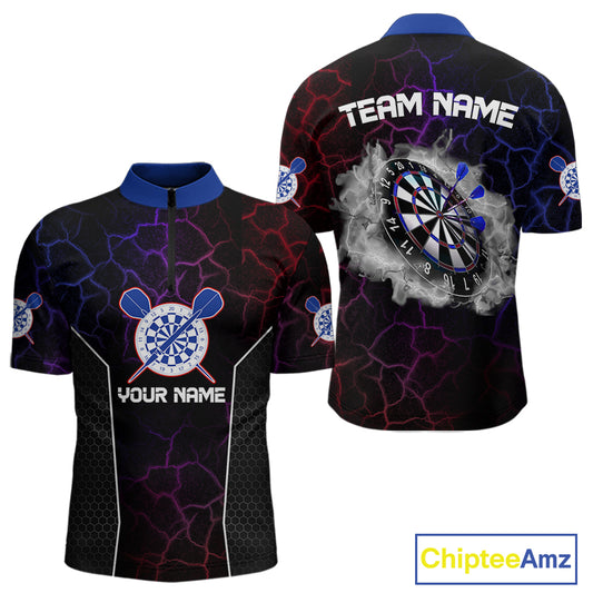 Custom Lightning And White Smoke Dartboard Dart Shirts For Men, Dart Team Jerseys NYN0074