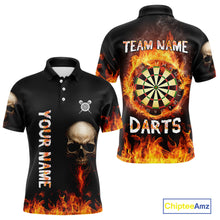 Load image into Gallery viewer, Custom Fire Skull Multi-Flame Dartboard Dart Shirts For Men, Dart Team Jerseys NYN0087