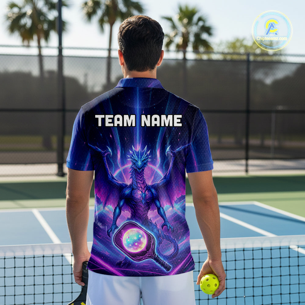 Custom Holographic Dragon Men Pickleball Jerseys Rainbow Pickleball Paddle League Shirts NYN2131