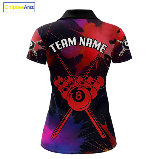 Grunge Paint Splatter Pink Ball 8 Billiard Shirts For Women Personalized Billiard Attire Gifts NYN2789