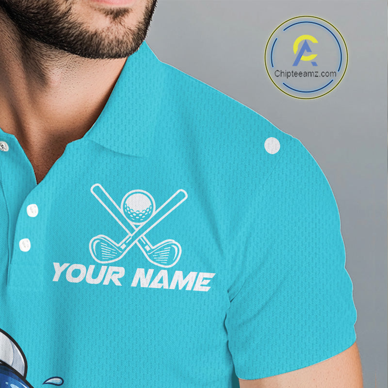 Custom Blue Funny Shark Mens Golf Polo Shirt Personalized Crab Golfer Golf Team Golf Apparel NYN4808