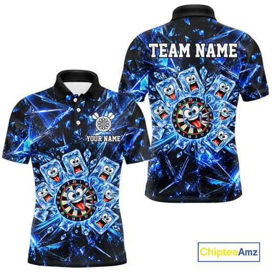 Blue Icy Darts Polo 1/4-Zip Shirt For Men Custom Funny Darts Team Tournament, Gift For Darters NYN4846