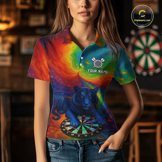 Custom Colorful Dartboard Funny Tiger Dart Women Polo Jerseys Outfits Rainbow Dart Shirts NYN1731