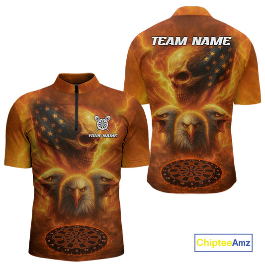Personalized Flame Dart Shirt Custom Yellow Patriotic Dartboard Dart Jerseys For Men NYN1225