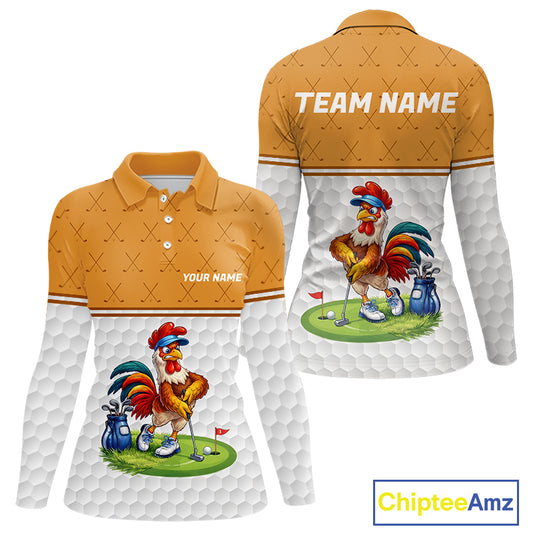 Personalized Funny Angry Rooster Golfer Womens Golf Polo Shirts Custom Clothes Golf Gifts NYN3152