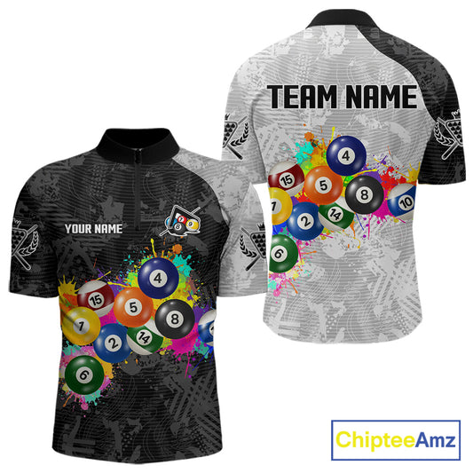 Personalized Colorful Splatter Billiard Balls Shirt For Men Pool Ball 8 Billiard Jersey NYN2311