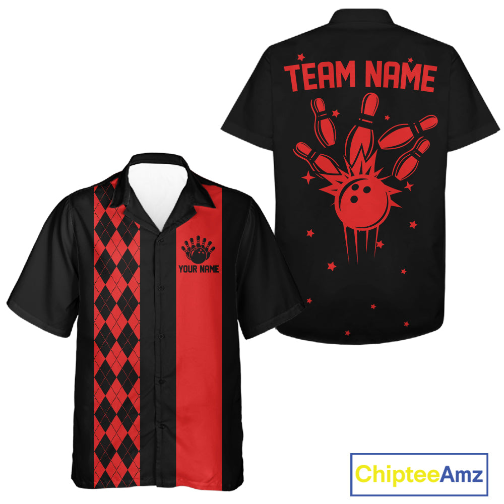 Personalized Retro Bowling Hawaiian Shirts Custom Retro Bowling Button Up Team Shirts | Multicolor NYN3970