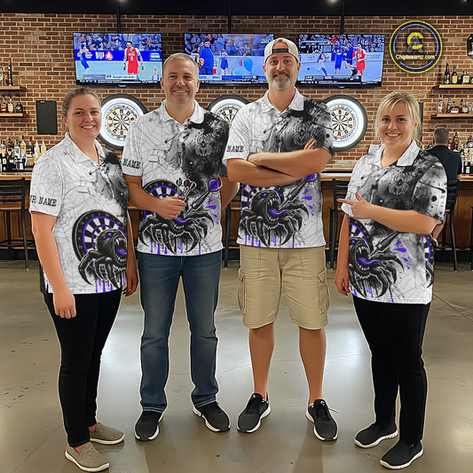 Personalized Dripping Black And Purple Spider Dart Quarter- Zip Shirts For Men, Custom Dart Jerseys NYN2117