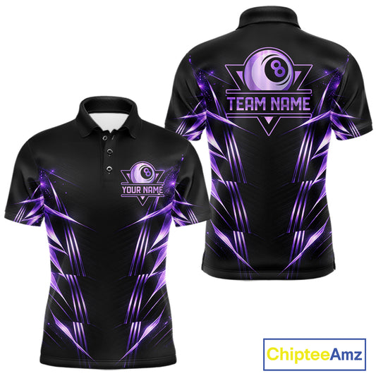 Black And Purple Lightning 8 Ball Pool Billiard Shirts For Men Custom Billiard Team League Jerseys NYN4814