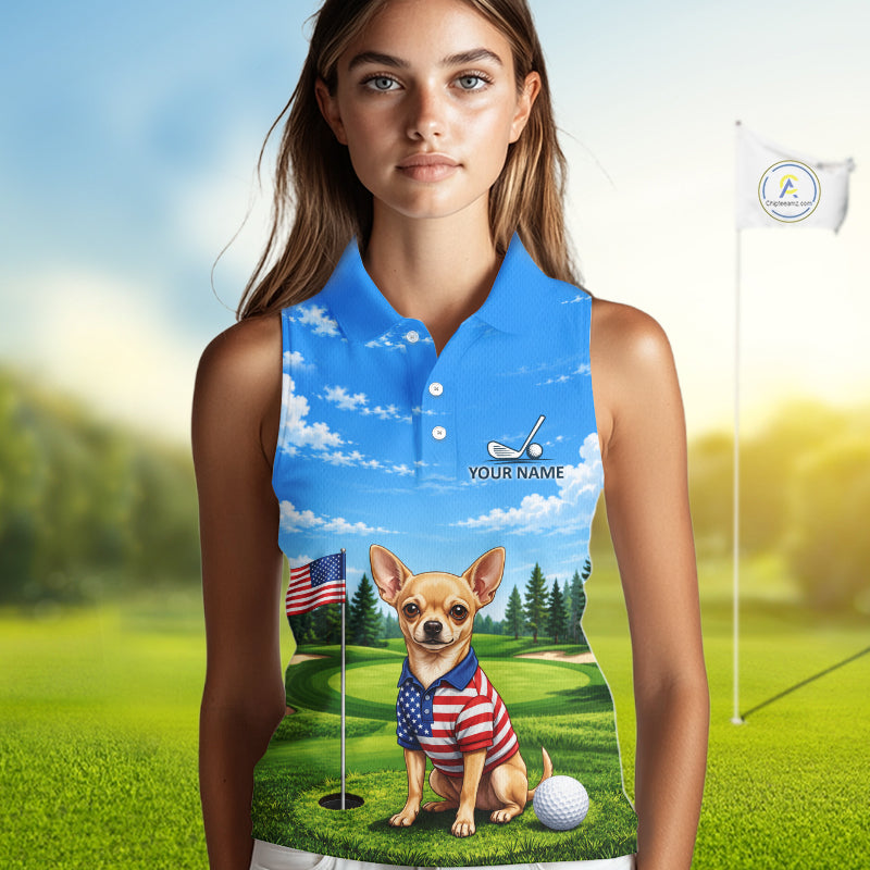 Chihuahua Golf Team Shirt Custom Funny Golf Sleeveless Polos For Women Matching Couples Golf Shirts NYN4440