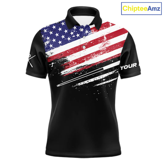 Custom Grunge Billiard American Flag Shirt For Men Patriotic Eagle 8 Ball Cue Shirt Pool Team Jersey NYN4445