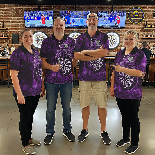 Personalized Fern Leaves Purple Fire Tribal Dart Quarter-Zip Shirts For Men Dart Team Jerseys NYN2191